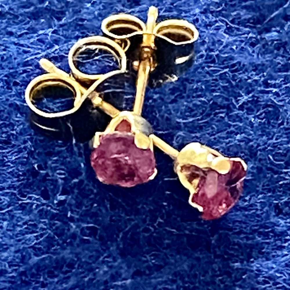Ruby Gold Stud Earrings - image 2